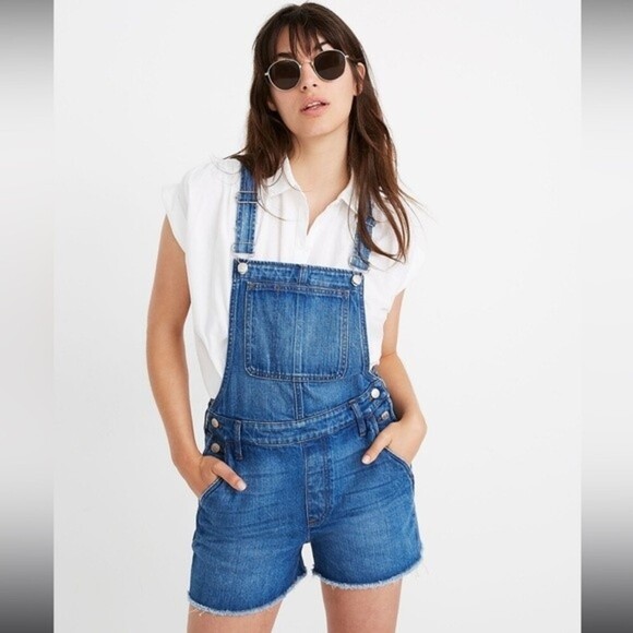 Madewell Pants - MADEWELL Adirondack Short Overalls XXS Denville Blue Denim Shortalls Festival